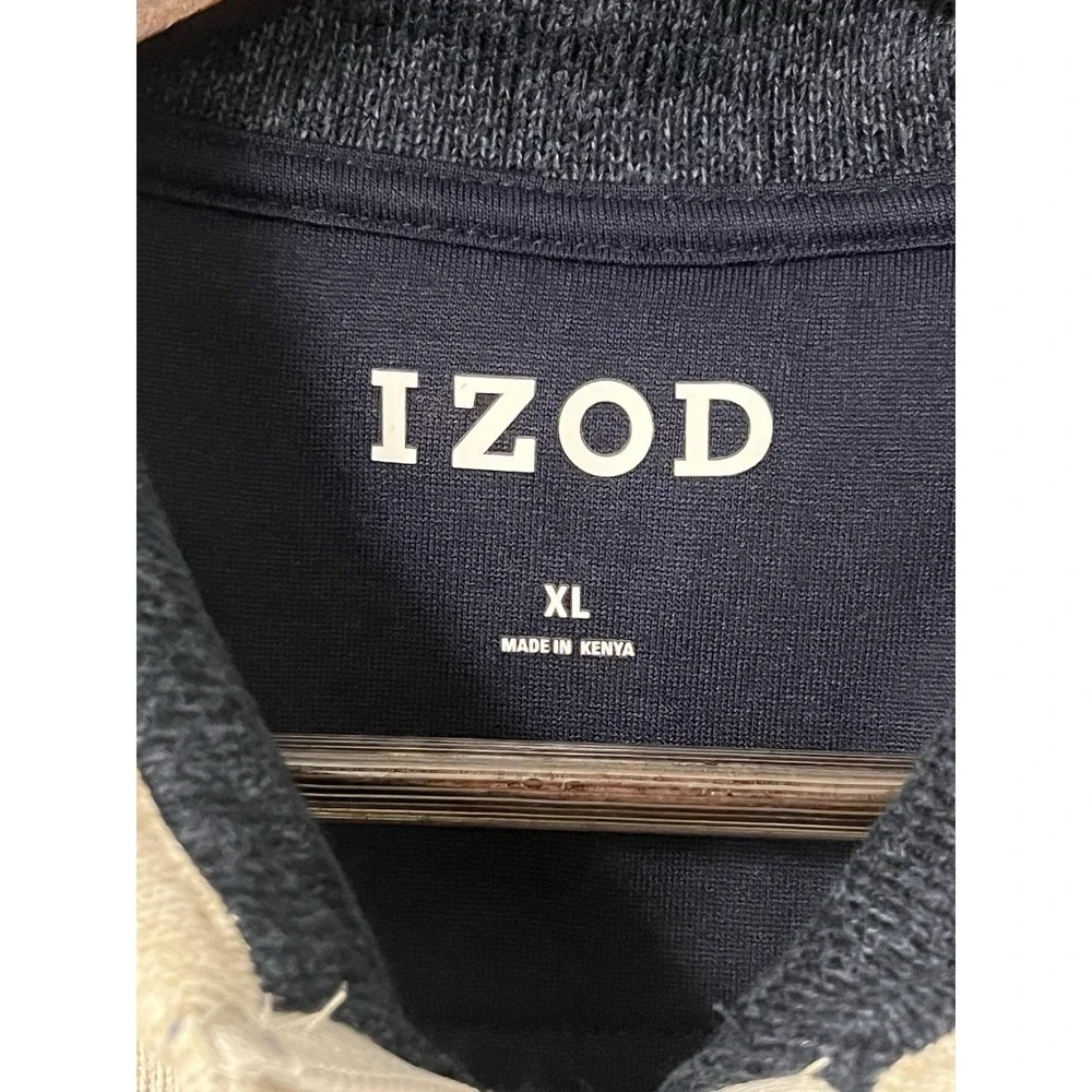 NWT Men's IZOD 1/4 Zip Pullover Jacket‎ Chest Pocket Beige XL Rock Heather